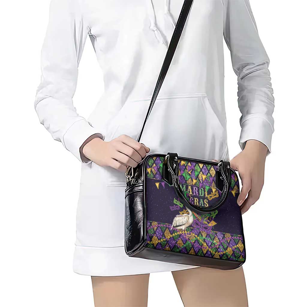 Mardi Gras Pelican Shoulder Handbag Let the Good Times Roll