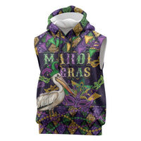 Mardi Gras Pelican Sleeveless Hoodie Let the Good Times Roll