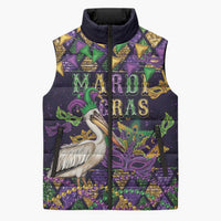 Mardi Gras Pelican Sleeveless Puffer Jacket Let the Good Times Roll