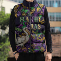 Mardi Gras Pelican Sleeveless Puffer Jacket Let the Good Times Roll