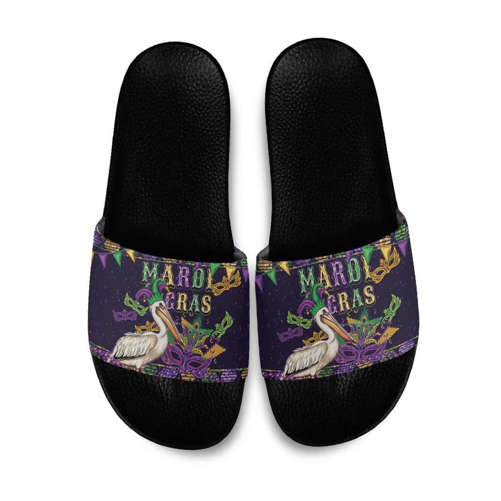 Mardi Gras Pelican Slide Sandals Let the Good Times Roll