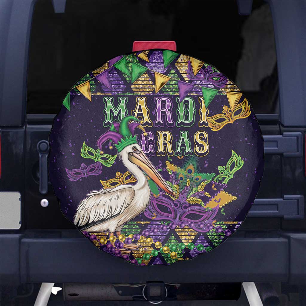 Mardi Gras Pelican Spare Tire Cover Let the Good Times Roll