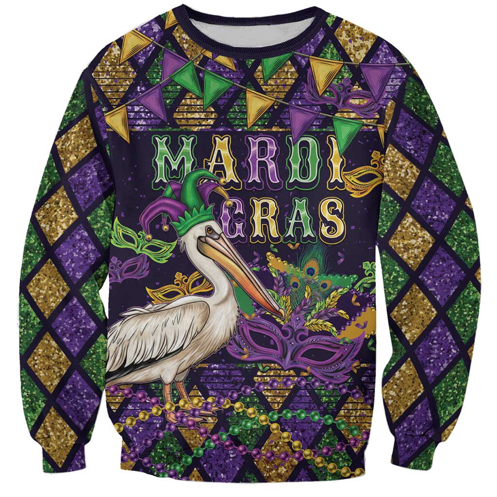 Mardi Gras Pelican Sweatshirt Let the Good Times Roll