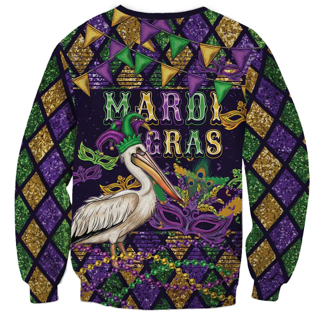 Mardi Gras Pelican Sweatshirt Let the Good Times Roll