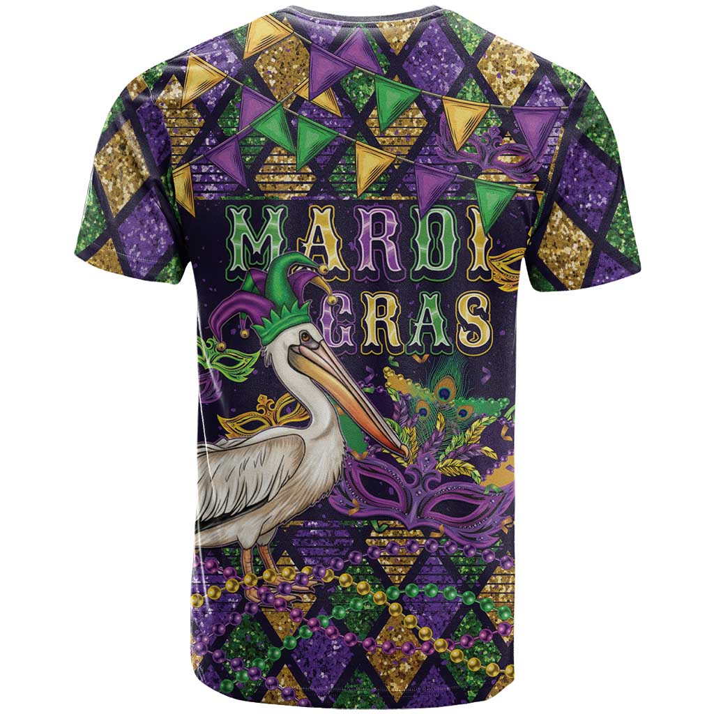 Mardi Gras Pelican T Shirt Let the Good Times Roll