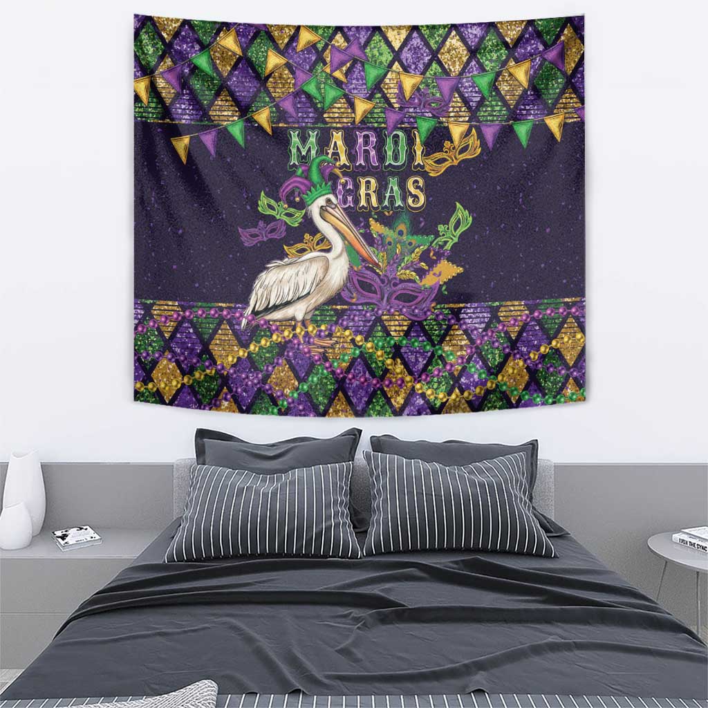 Mardi Gras Pelican Tapestry Let the Good Times Roll