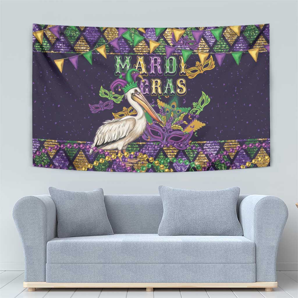 Mardi Gras Pelican Tapestry Let the Good Times Roll