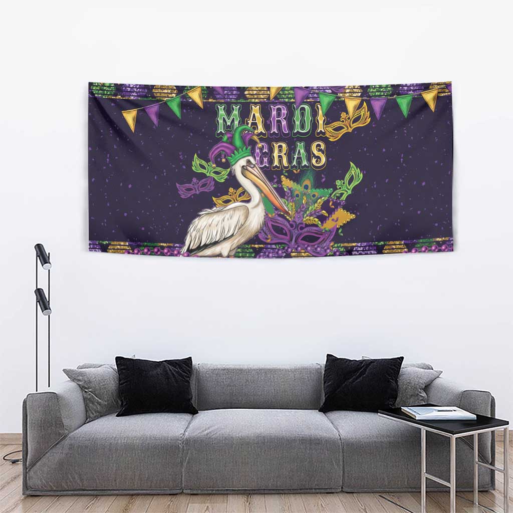 Mardi Gras Pelican Tapestry Let the Good Times Roll