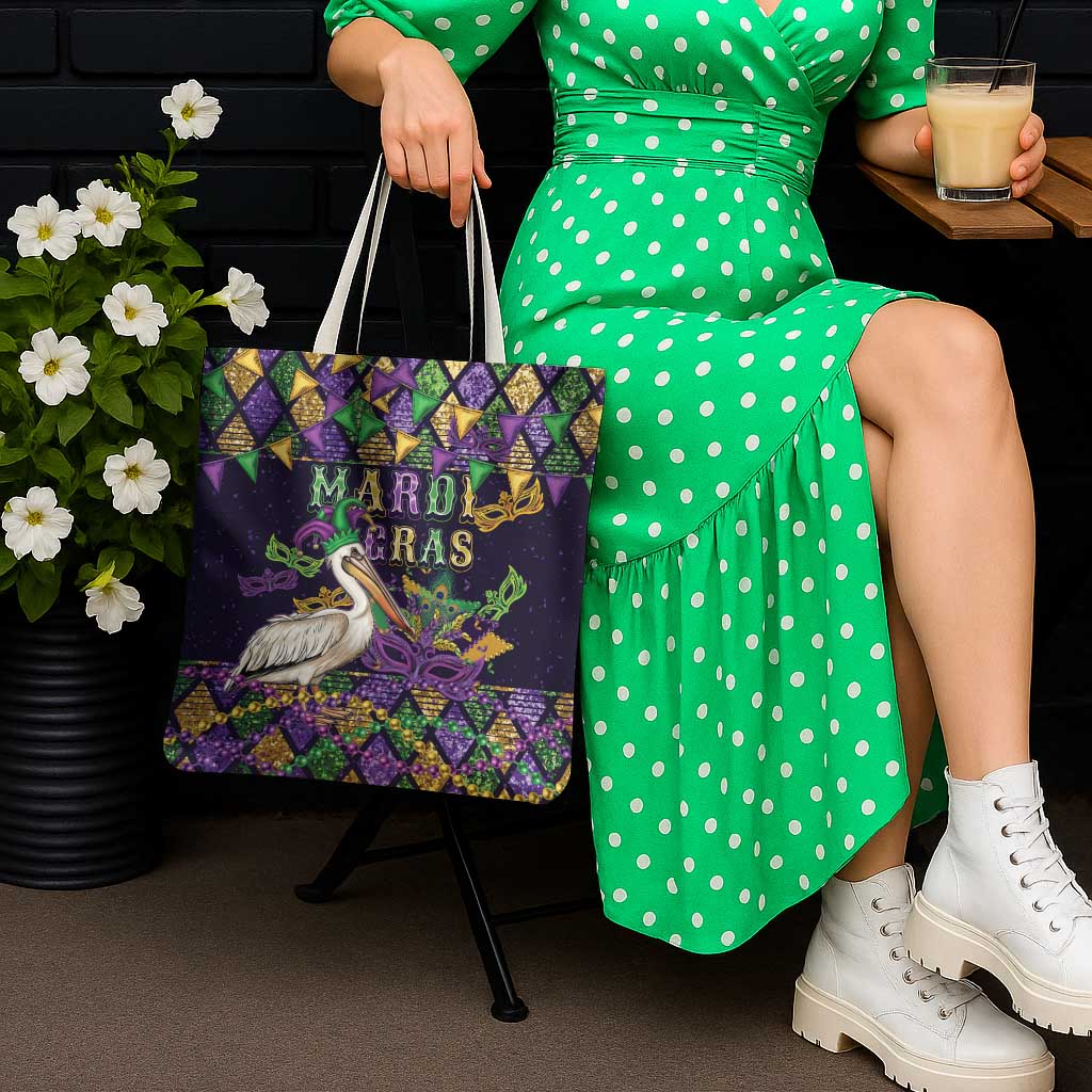 Mardi Gras Pelican Tote Bag Let the Good Times Roll