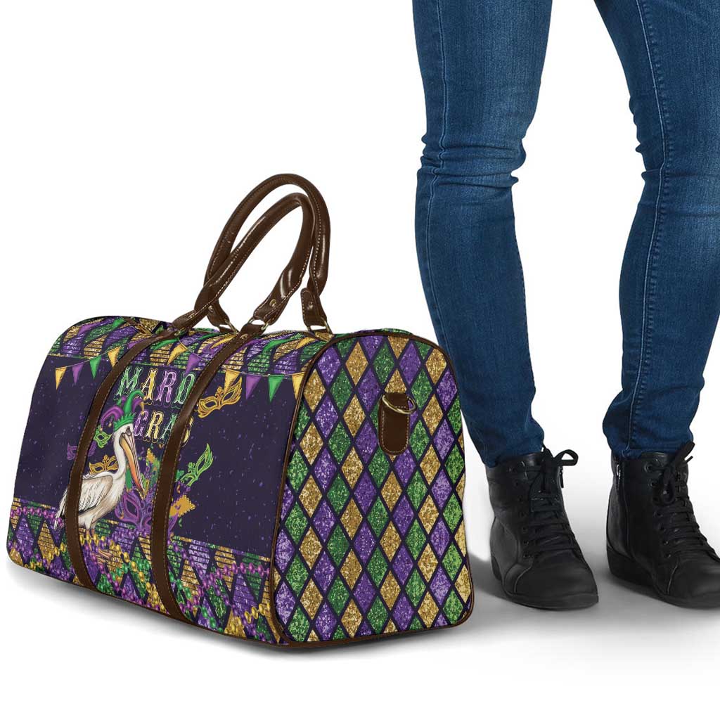 Mardi Gras Pelican Travel Bag Let the Good Times Roll