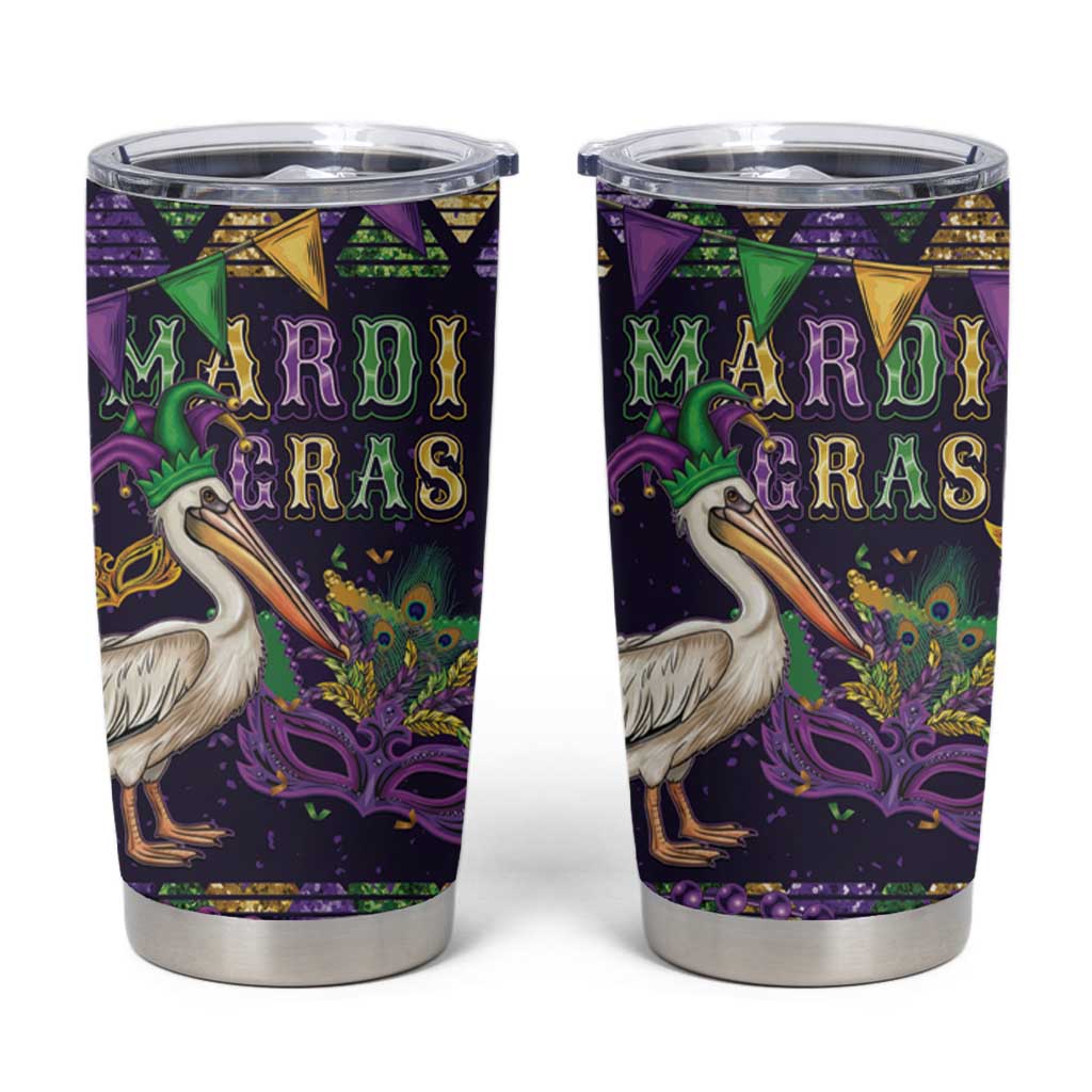 Mardi Gras Pelican Tumbler Cup Let the Good Times Roll
