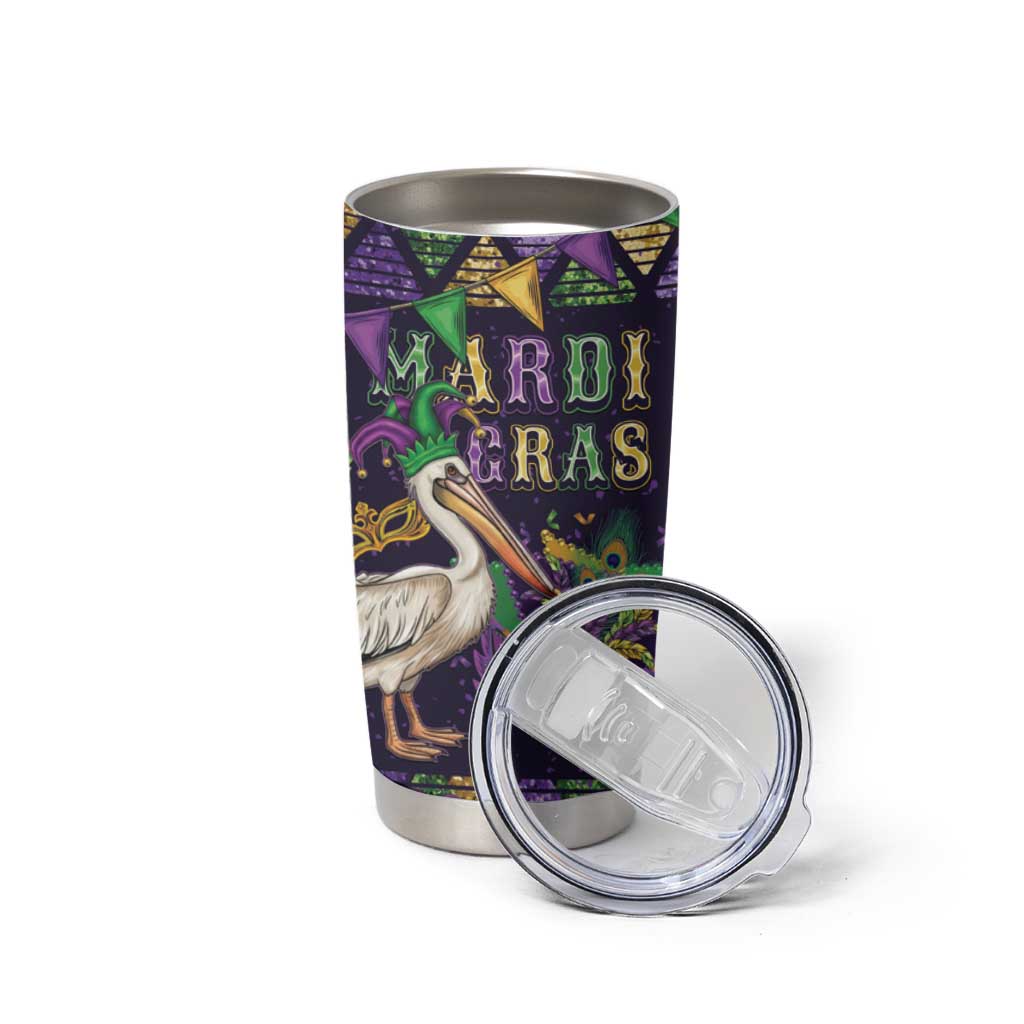 Mardi Gras Pelican Tumbler Cup Let the Good Times Roll