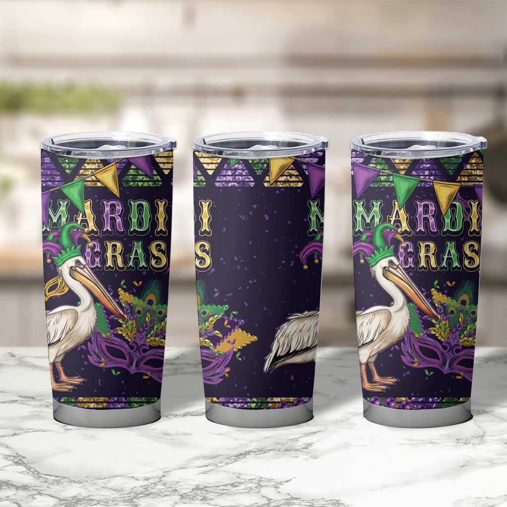 Mardi Gras Pelican Tumbler Cup Let the Good Times Roll