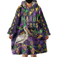 Mardi Gras Pelican Wearable Blanket Hoodie Let the Good Times Roll