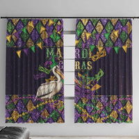 Mardi Gras Pelican Window Curtain Let the Good Times Roll
