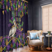 Mardi Gras Pelican Window Curtain Let the Good Times Roll