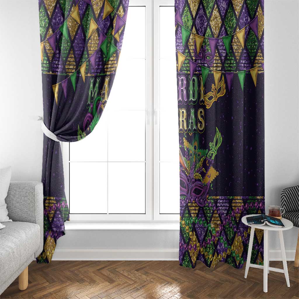 Mardi Gras Pelican Window Curtain Let the Good Times Roll