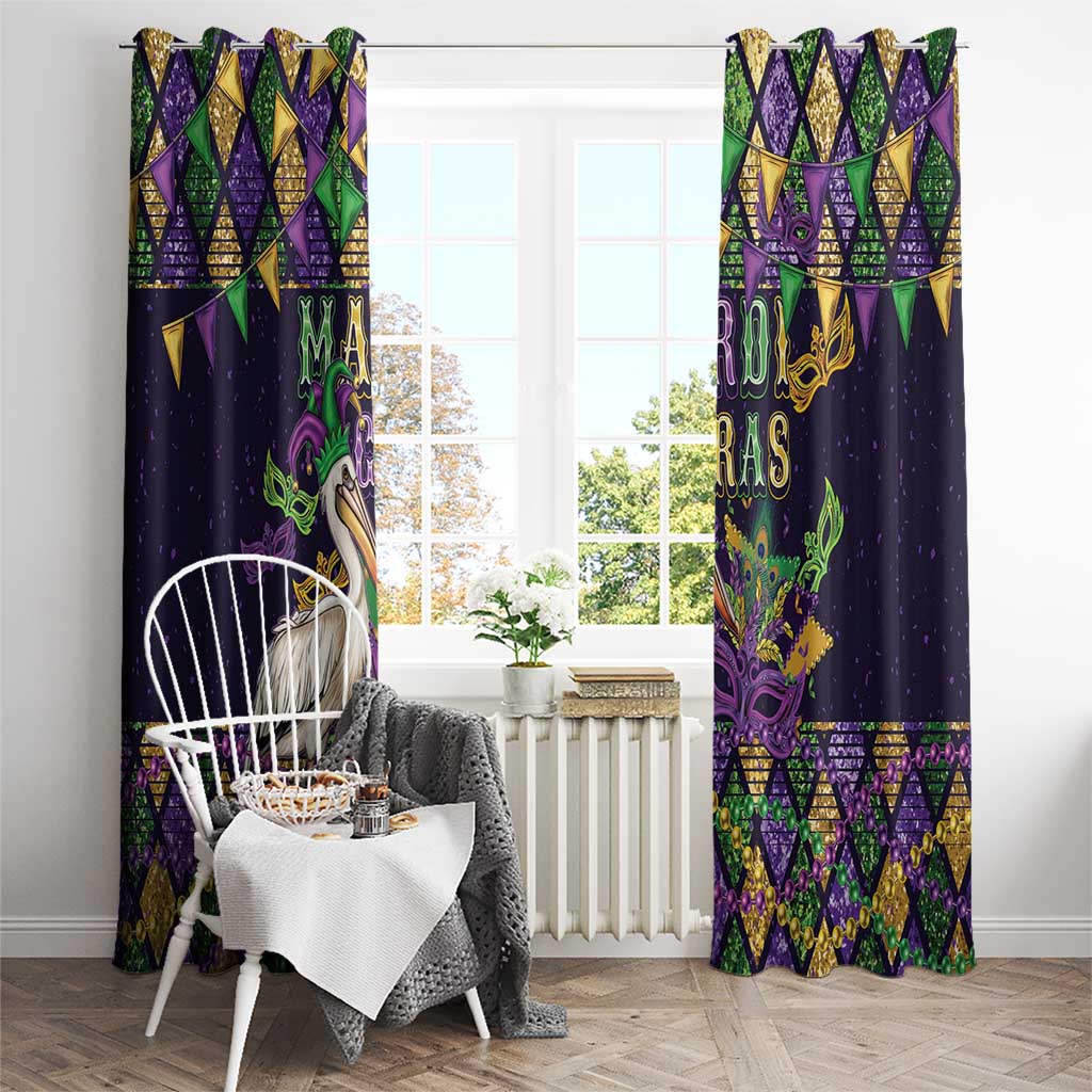 Mardi Gras Pelican Window Curtain Let the Good Times Roll
