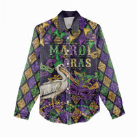 Mardi Gras Pelican Women Casual Shirt Let the Good Times Roll