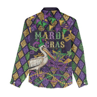 Mardi Gras Pelican Women Casual Shirt Let the Good Times Roll
