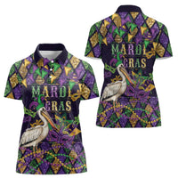 Mardi Gras Pelican Women Polo Shirt Let the Good Times Roll