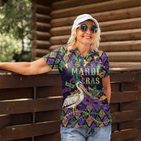 Mardi Gras Pelican Women Polo Shirt Let the Good Times Roll