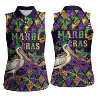 Mardi Gras Pelican Women Sleeveless Polo Shirt Let the Good Times Roll