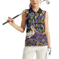Mardi Gras Pelican Women Sleeveless Polo Shirt Let the Good Times Roll
