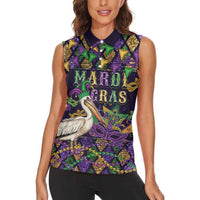 Mardi Gras Pelican Women Sleeveless Polo Shirt Let the Good Times Roll