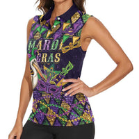 Mardi Gras Pelican Women Sleeveless Polo Shirt Let the Good Times Roll