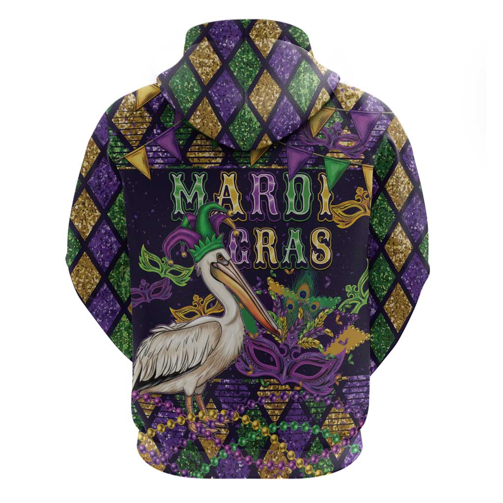 Mardi Gras Pelican Zip Hoodie Let the Good Times Roll
