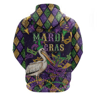 Mardi Gras Pelican Zip Hoodie Let the Good Times Roll