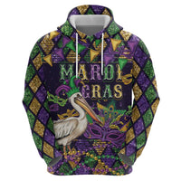 Mardi Gras Pelican Zip Hoodie Let the Good Times Roll