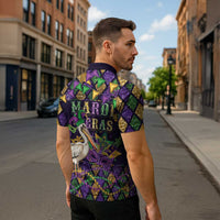 Mardi Gras Pelican Zipper Polo Shirt Let the Good Times Roll