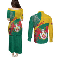 Personalised Republique Togolaise Couples Matching Puletasi and Long Sleeve Button Shirt Lion Coat Of Arms