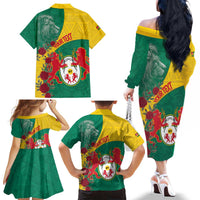 Personalised Republique Togolaise Family Matching Off The Shoulder Long Sleeve Dress and Hawaiian Shirt Lion Coat Of Arms