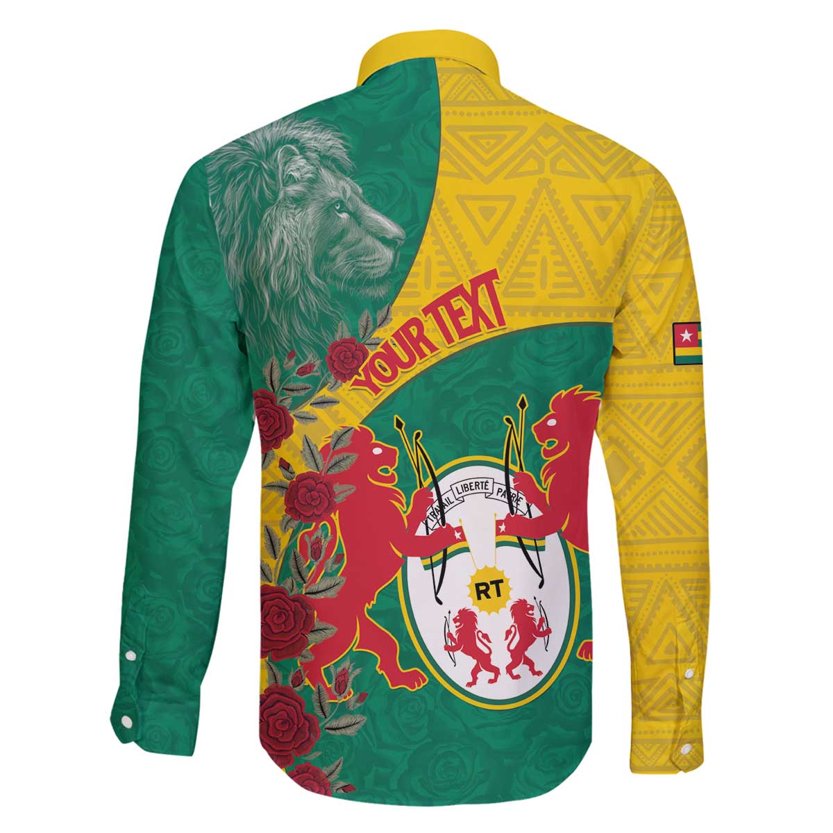 Personalised Republique Togolaise Family Matching Off The Shoulder Long Sleeve Dress and Hawaiian Shirt Lion Coat Of Arms