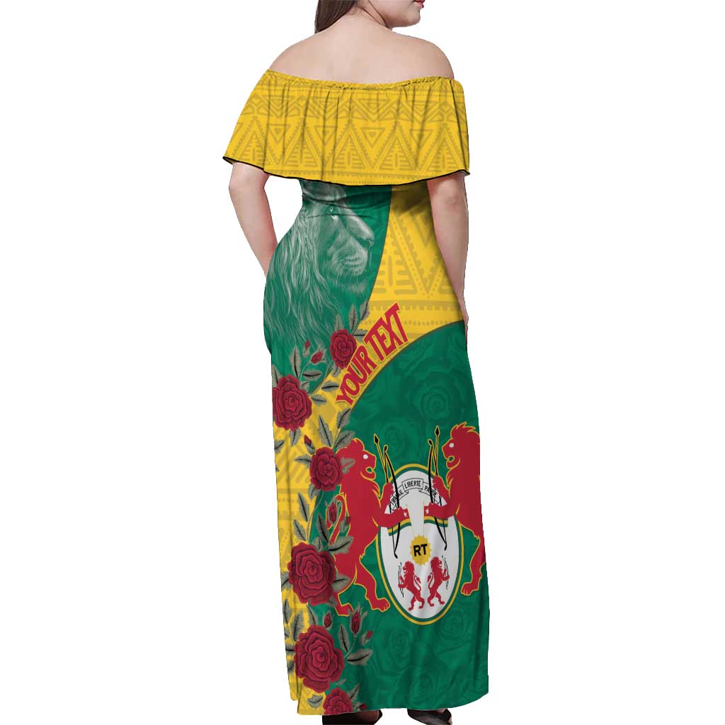 Personalised Republique Togolaise Off Shoulder Maxi Dress Lion Coat Of Arms