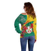 Personalised Republique Togolaise Off Shoulder Sweater Lion Coat Of Arms