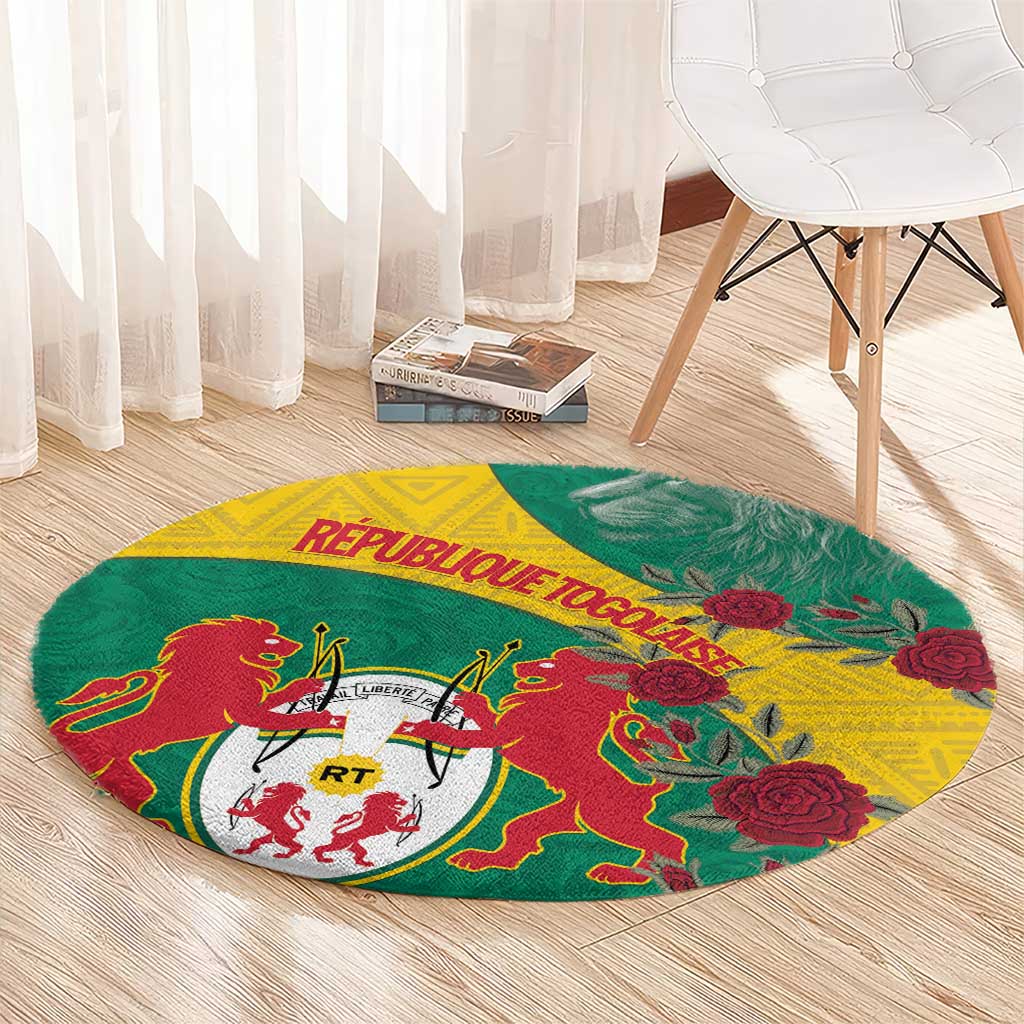 Republique Togolaise Round Carpet Lion Coat Of Arms