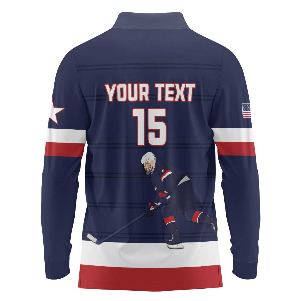 Custom USA Ice Hockey Long Sleeve Polo Shirt Go Champions