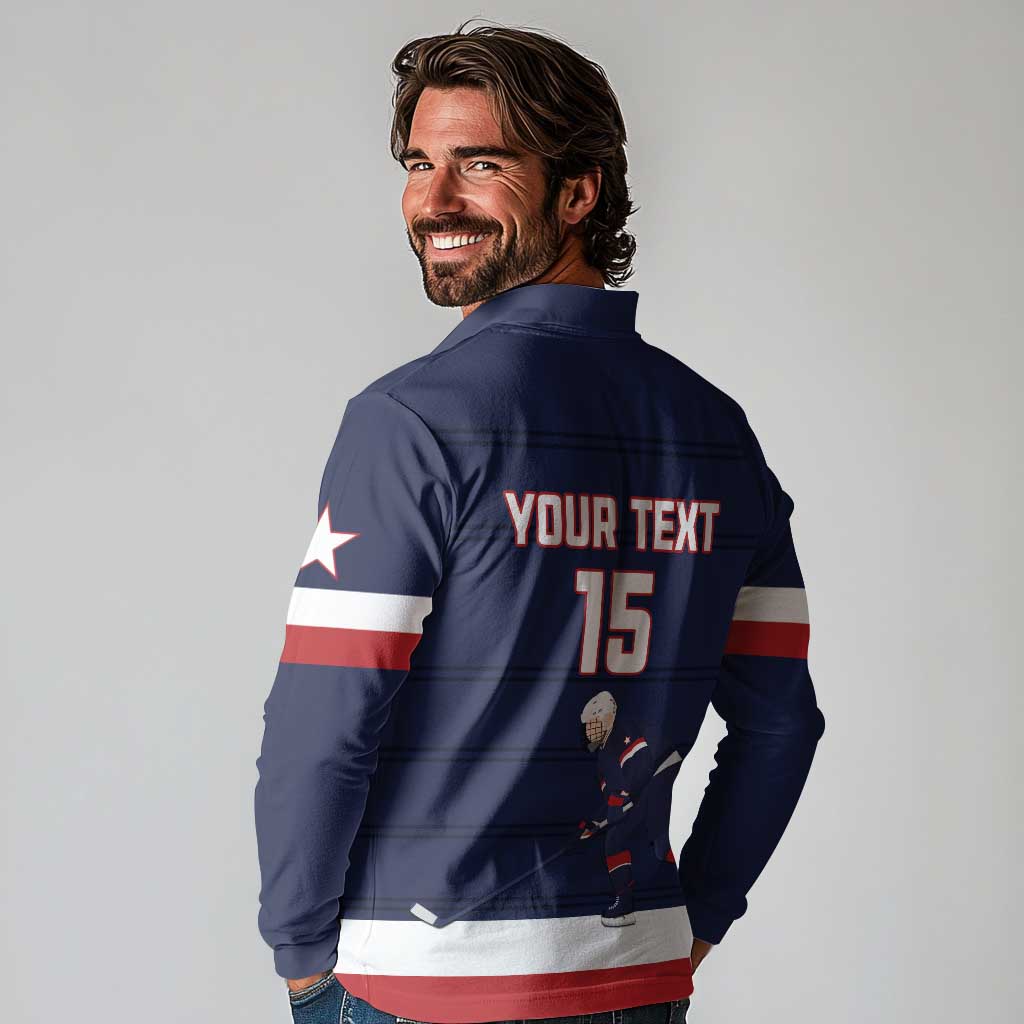 Custom USA Ice Hockey Long Sleeve Polo Shirt Go Champions