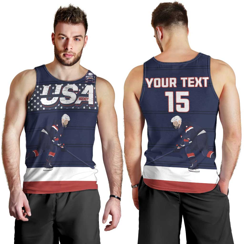 Custom USA Ice Hockey Men Tank Top Go Champions
