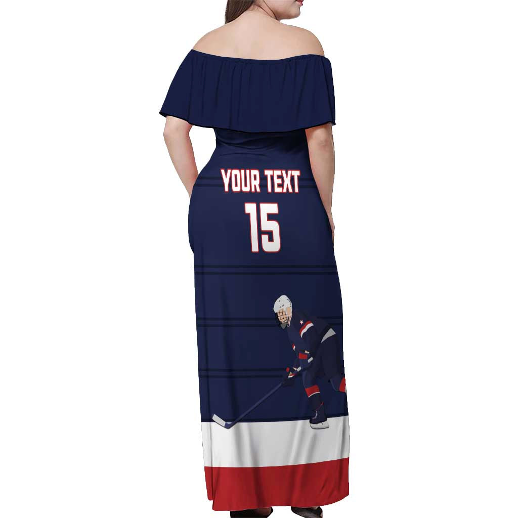 Custom USA Ice Hockey Off Shoulder Maxi Dress Go Champions