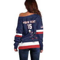 Custom USA Ice Hockey Off Shoulder Sweater Go Champions