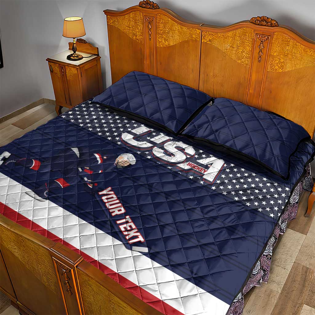 Custom USA Ice Hockey Quilt Bed Set Go Champions
