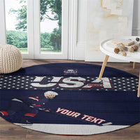 Custom USA Ice Hockey Round Carpet Go Champions