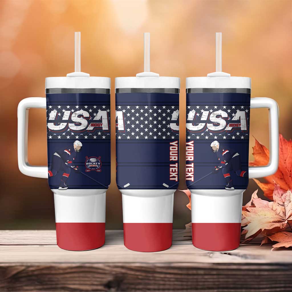 Custom USA Ice Hockey Tumbler With Handle Go Champions