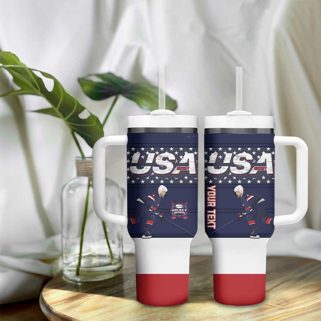 Custom USA Ice Hockey Tumbler With Handle Go Champions
