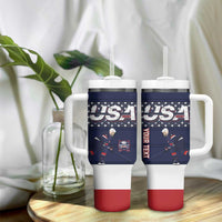 Custom USA Ice Hockey Tumbler With Handle Go Champions